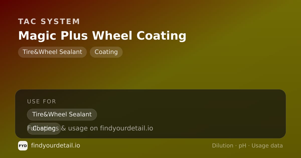 TAC System Magic Plus Wheel Coating dilution ratio and pH specification chart