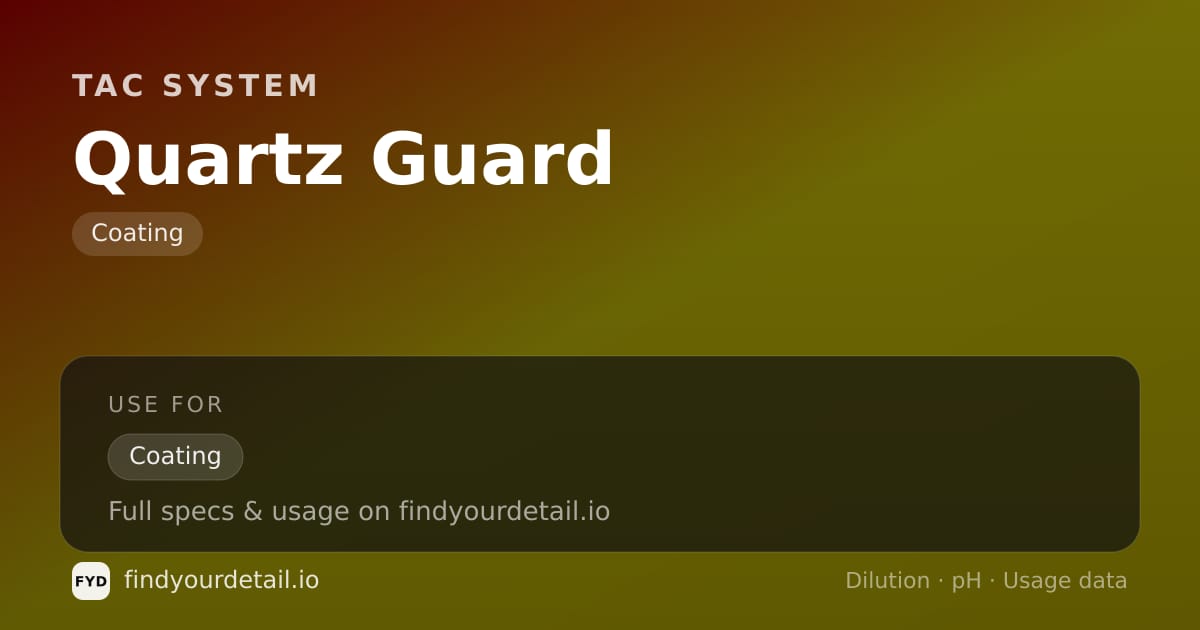 TAC System Quartz Guard dilution ratio and pH specification chart