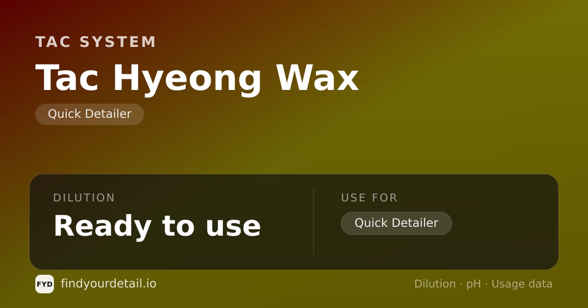 TAC System Tac Hyeong Wax dilution ratio and pH specification chart