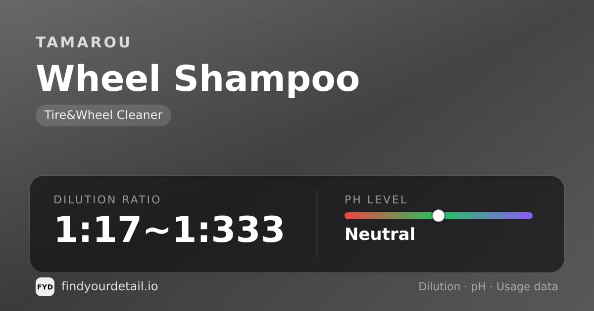 TAMAROU Wheel Shampoo dilution ratio and pH specification chart