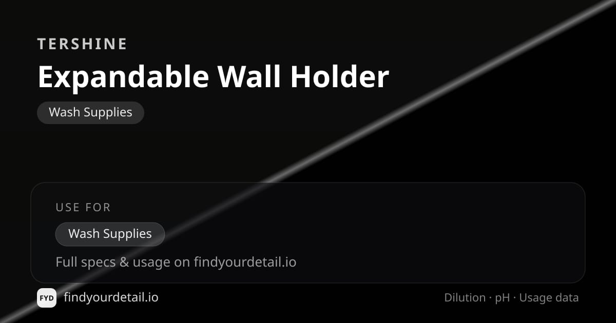 Tershine Expandable Wall Holder dilution ratio and pH specification chart