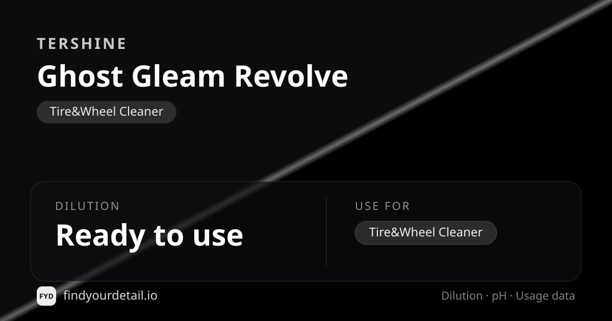 Tershine Ghost Gleam Revolve dilution ratio and pH specification chart