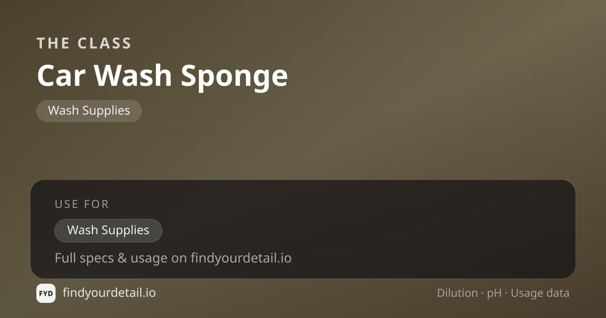 The Class Car Wash Sponge dilution ratio and pH specification chart