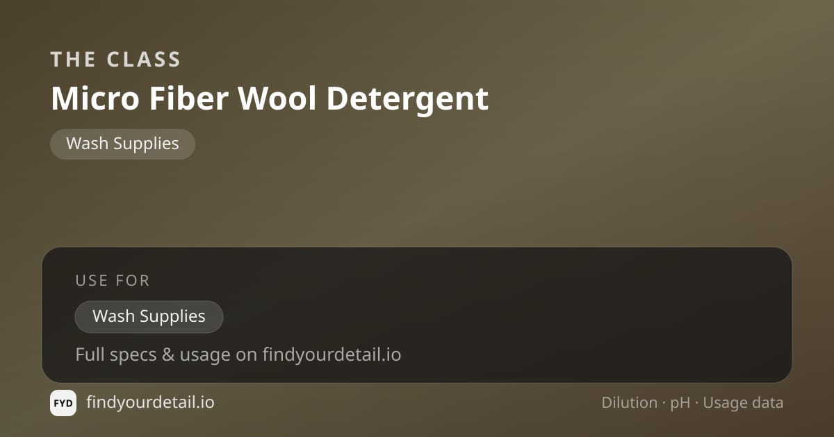 The Class Micro Fiber Wool Detergent dilution ratio and pH specification chart