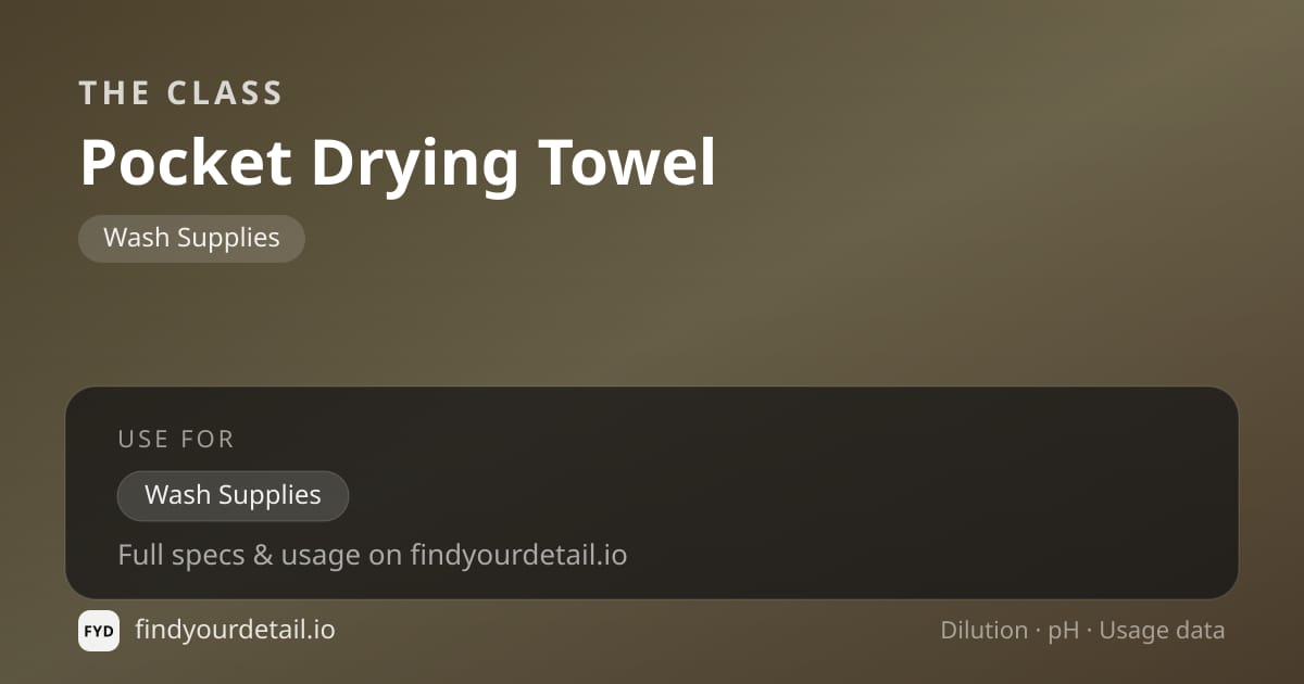 The Class Pocket Drying Towel dilution ratio and pH specification chart