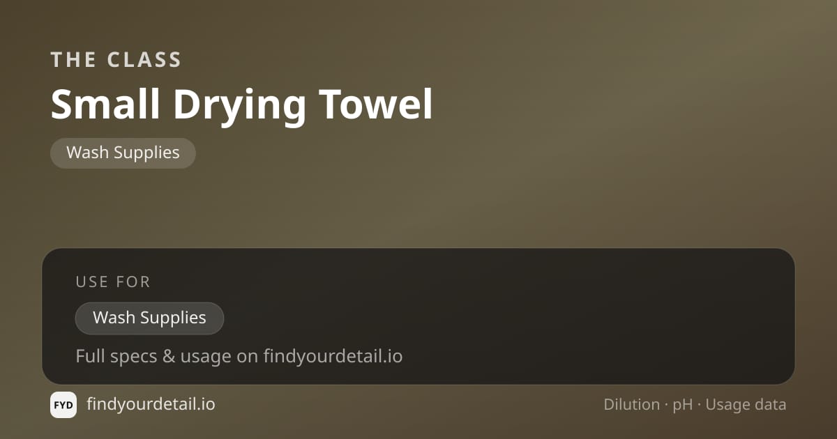 The Class Small Drying Towel dilution ratio and pH specification chart