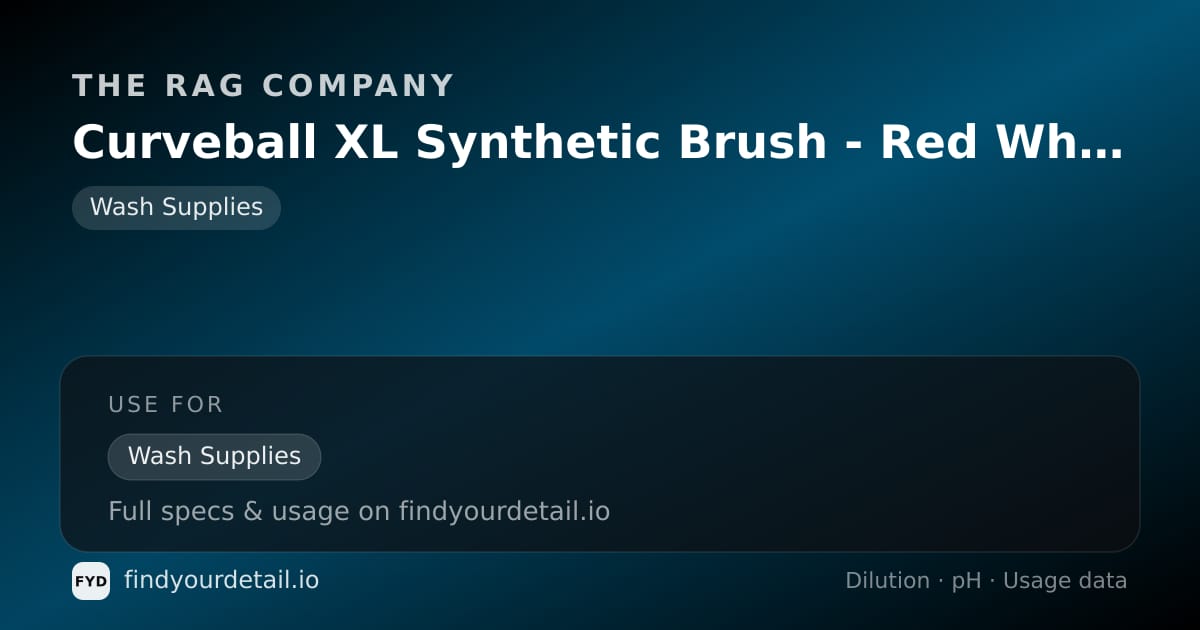 The Rag Company Curveball XL Synthetic Brush - Red White & Blue dilution ratio and pH specification chart