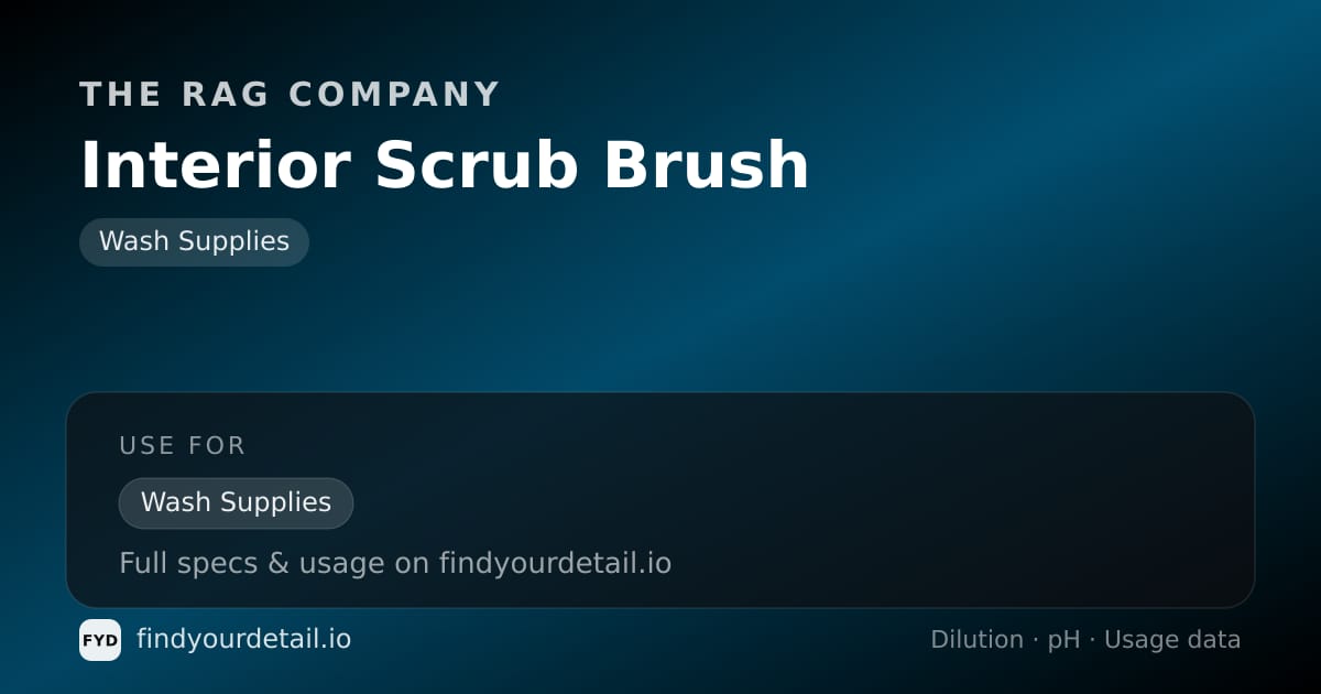 The Rag Company Interior Scrub Brush dilution ratio and pH specification chart