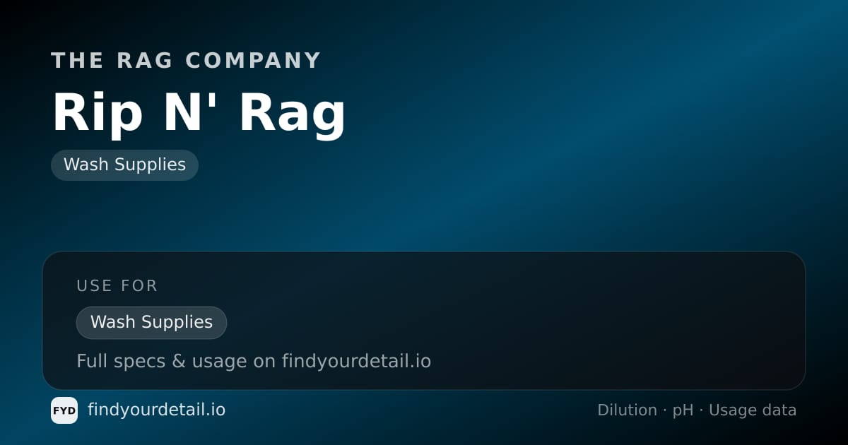 The Rag Company Rip N' Rag dilution ratio and pH specification chart