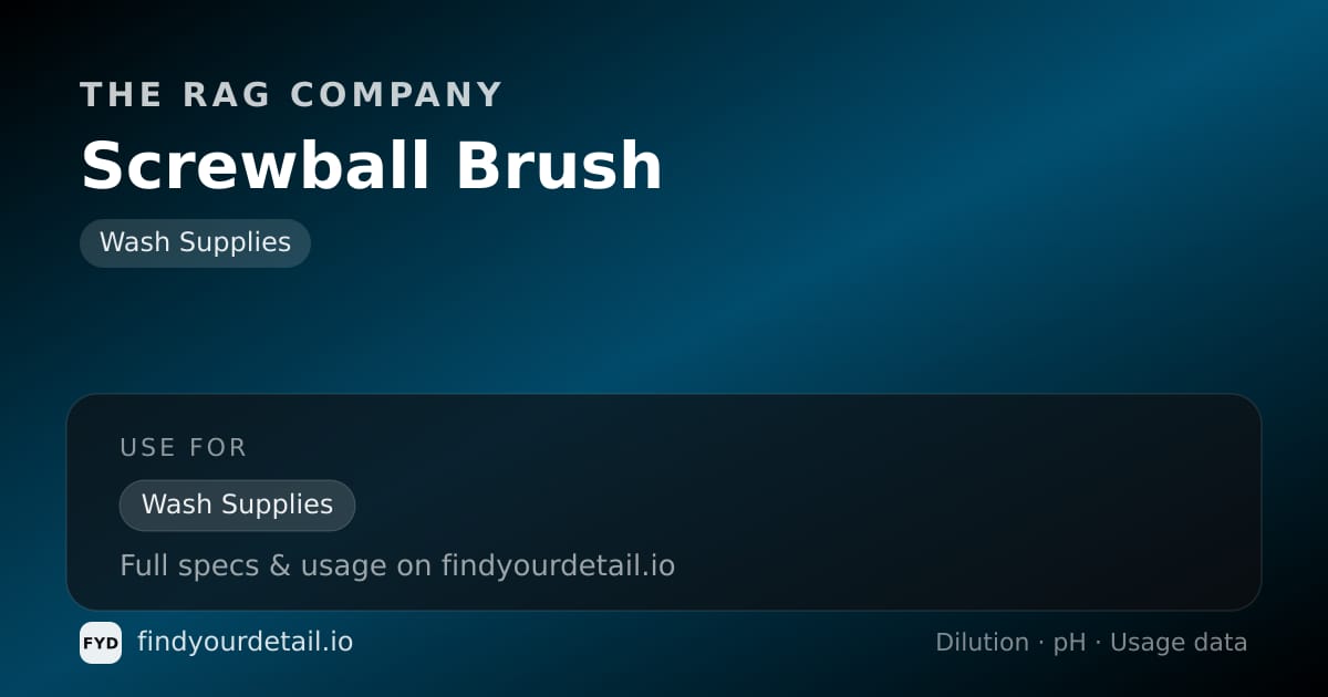 The Rag Company Screwball Brush dilution ratio and pH specification chart