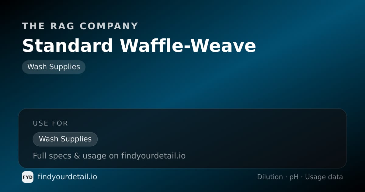 The Rag Company Standard Waffle-Weave dilution ratio and pH specification chart
