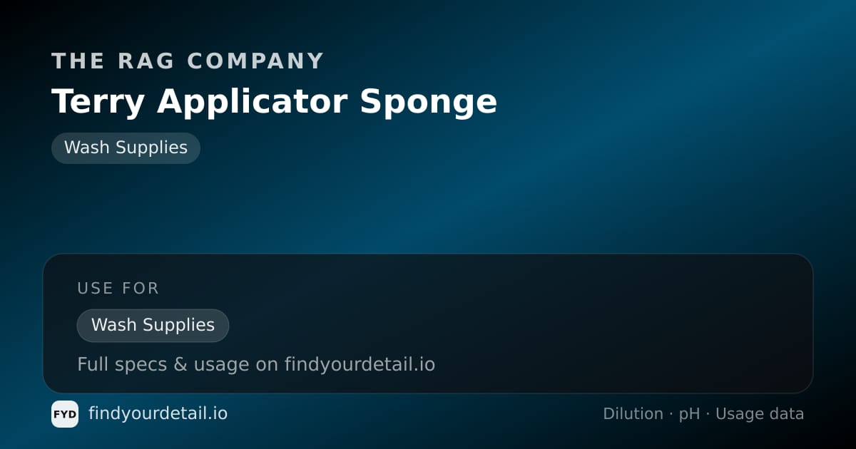 The Rag Company Terry Applicator Sponge dilution ratio and pH specification chart