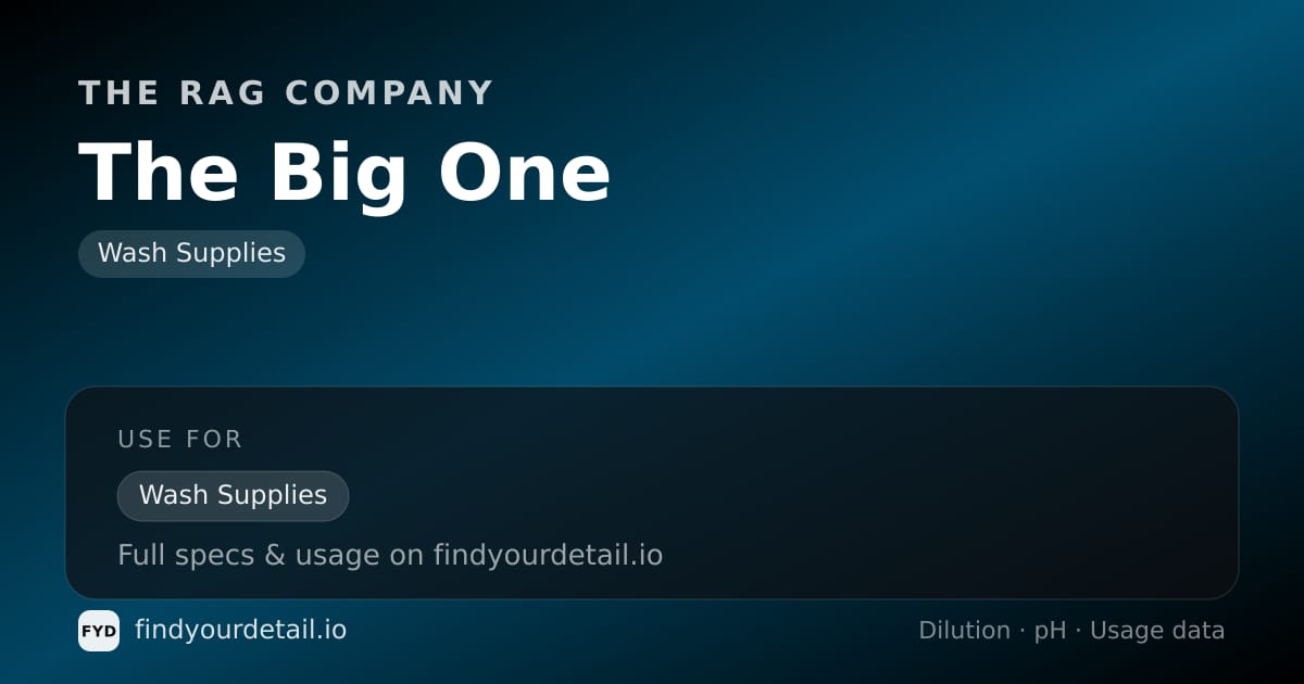The Rag Company The Big One dilution ratio and pH specification chart