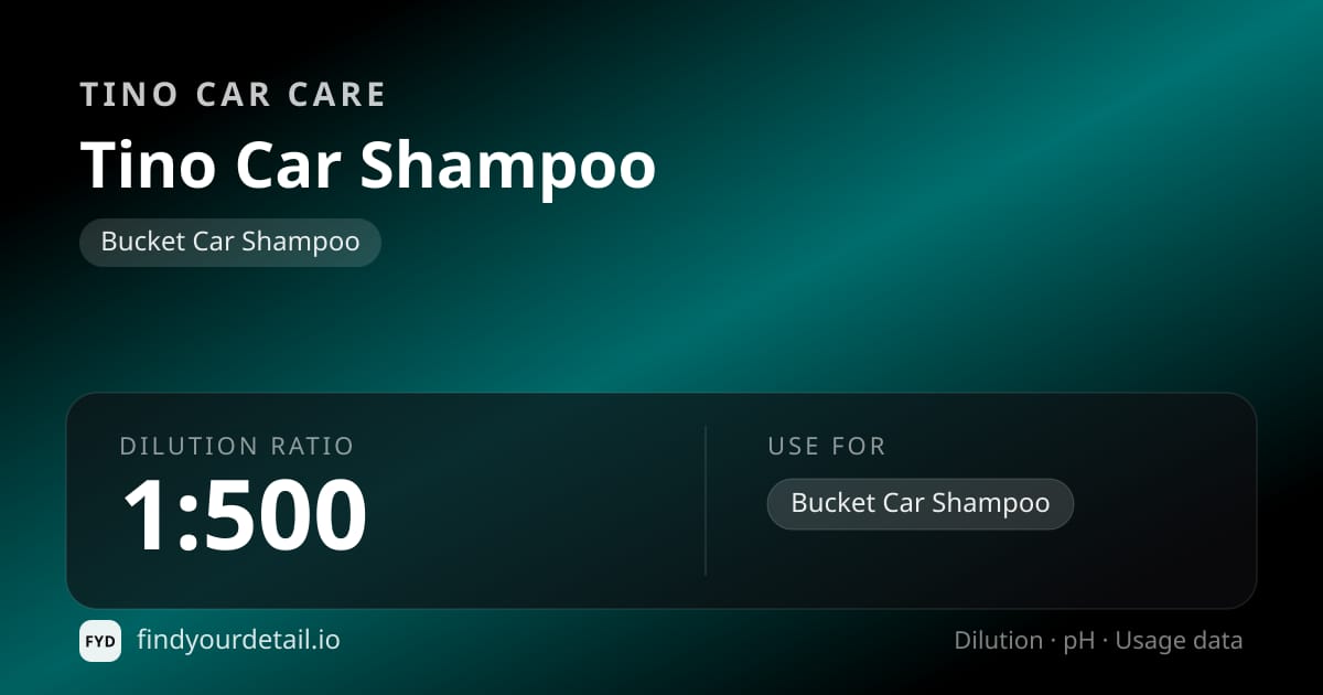 Tino Car Care 티노 카 샴푸 희석비 pH 스펙 카드