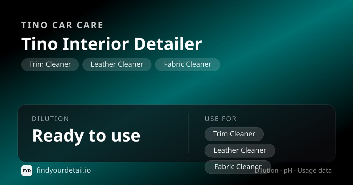 Tino Car Care 티노 인테리어 디테일러 희석비 pH 스펙 카드