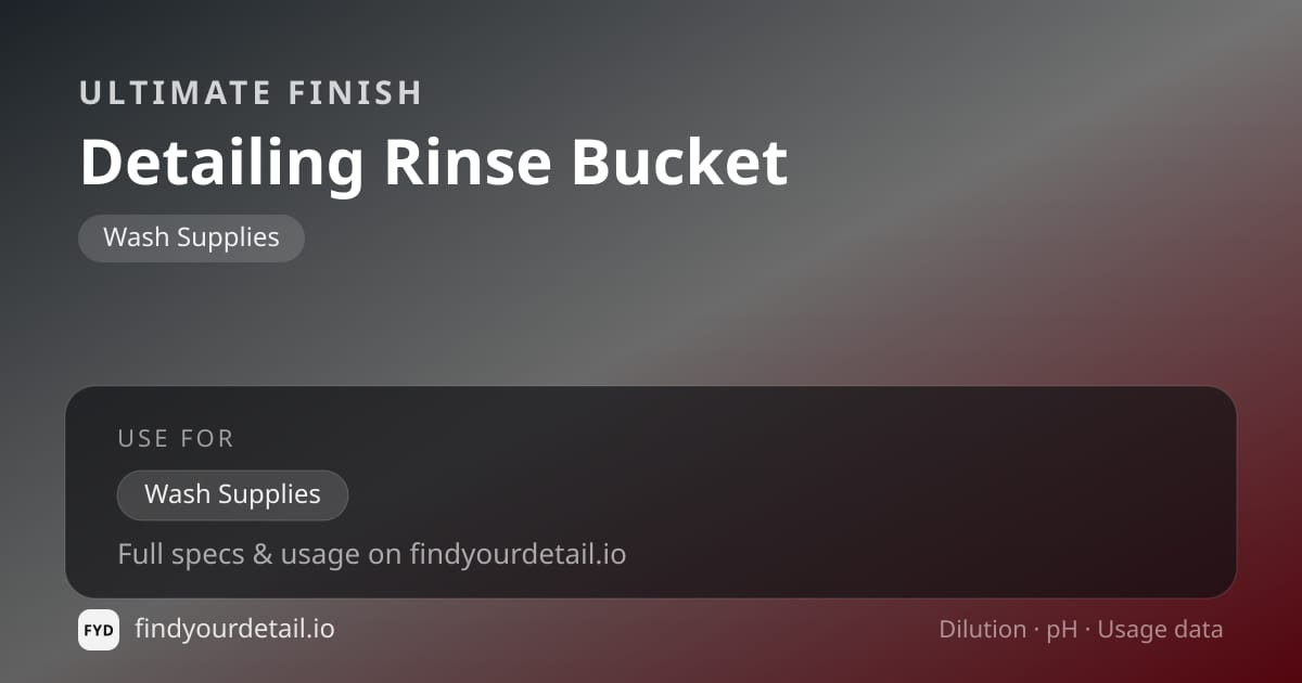 Ultimate Finish Detailing Rinse Bucket dilution ratio and pH specification chart