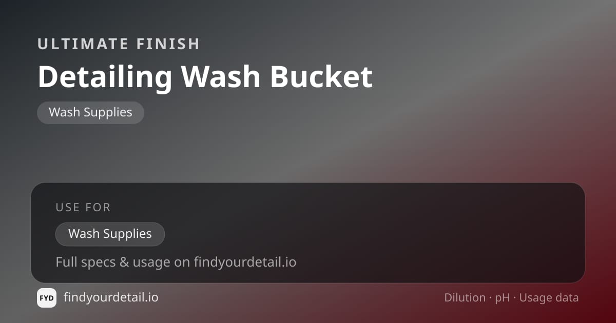Ultimate Finish Detailing Wash Bucket dilution ratio and pH specification chart