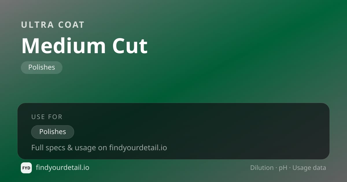 Ultra Coat Medium Cut dilution ratio and pH specification chart
