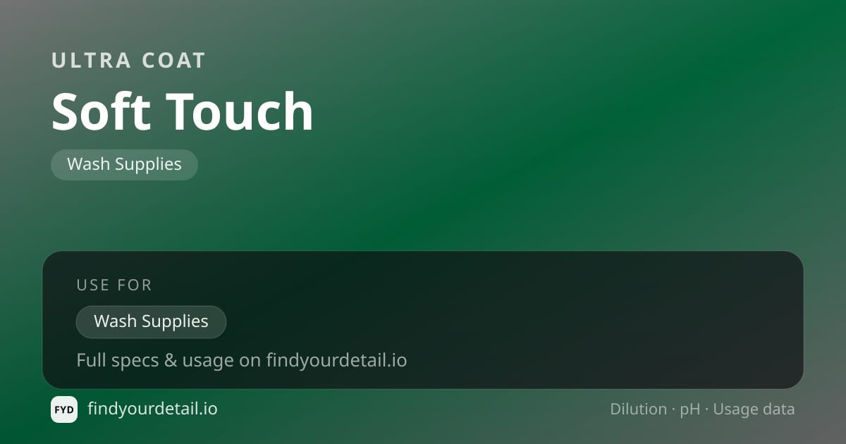 Ultra Coat Soft Touch dilution ratio and pH specification chart
