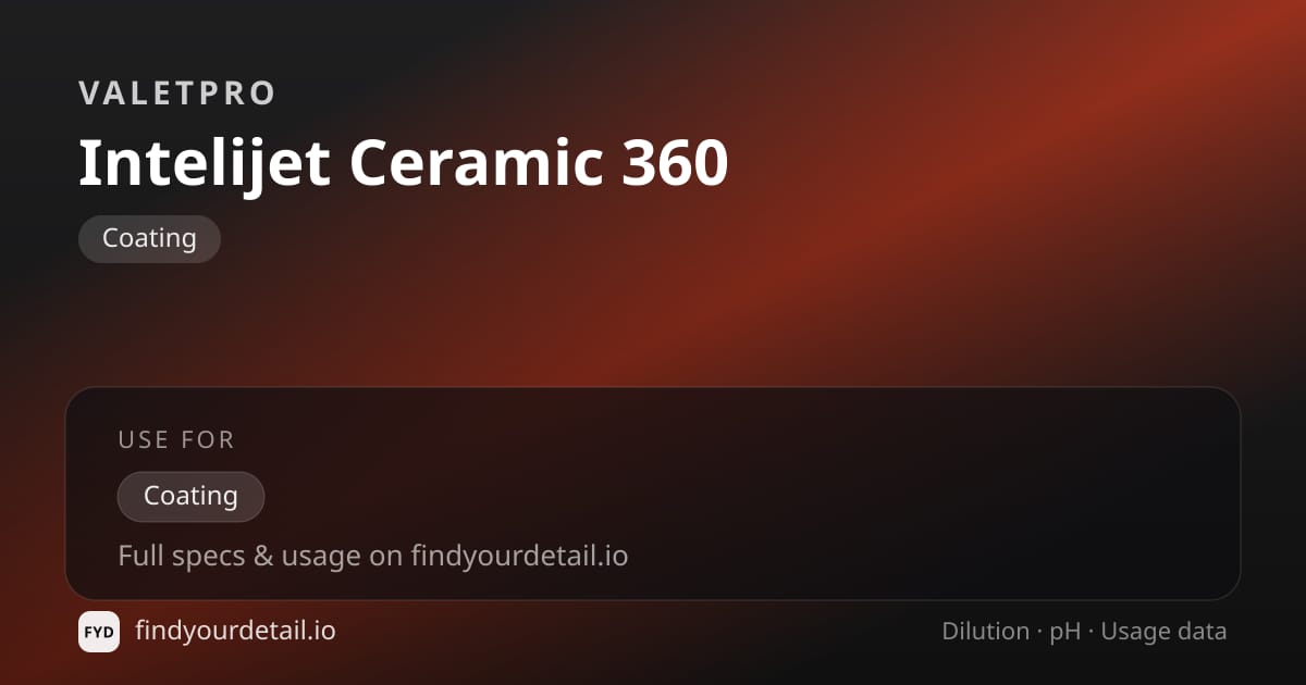 ValetPRO 인텔리젯 세라믹 360 희석비 pH 스펙 카드