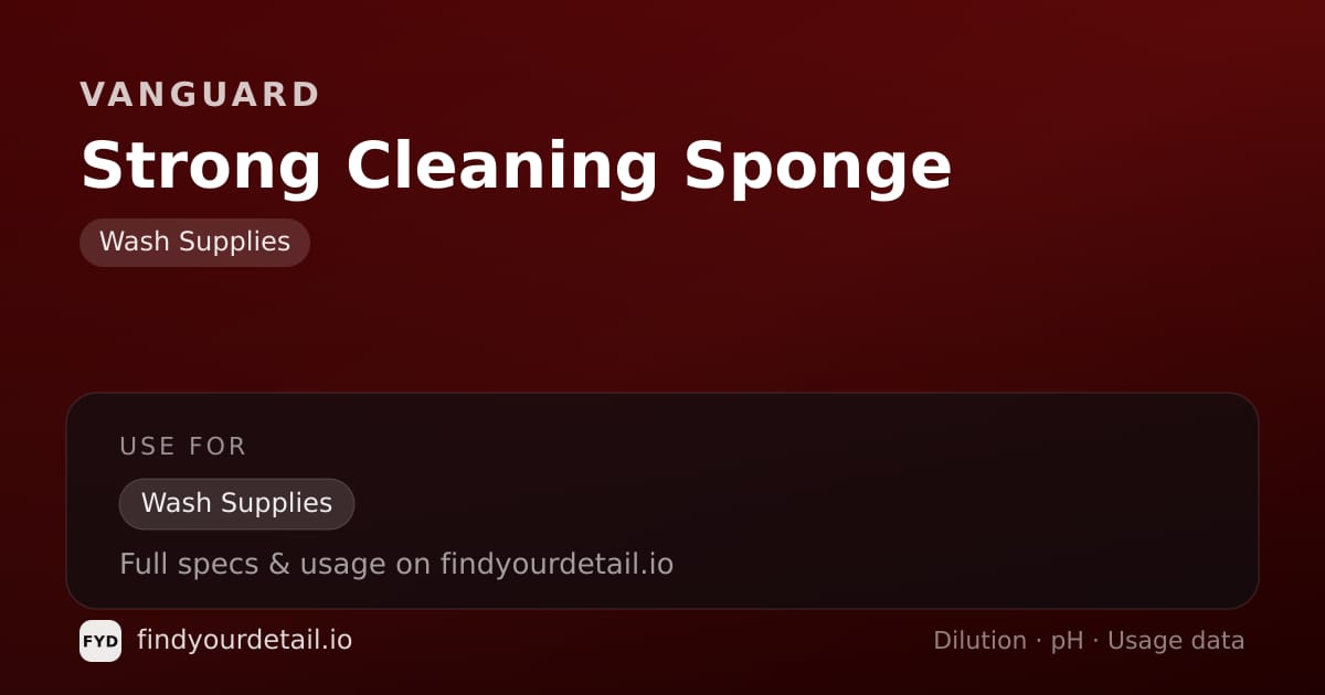 Vanguard Strong Cleaning Sponge dilution ratio and pH specification chart