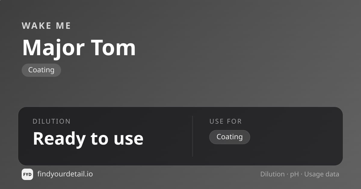 Wake Me Major Tom dilution ratio and pH specification chart