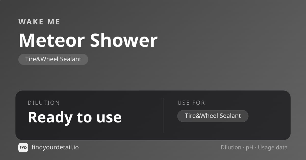 Wake Me Meteor Shower dilution ratio and pH specification chart
