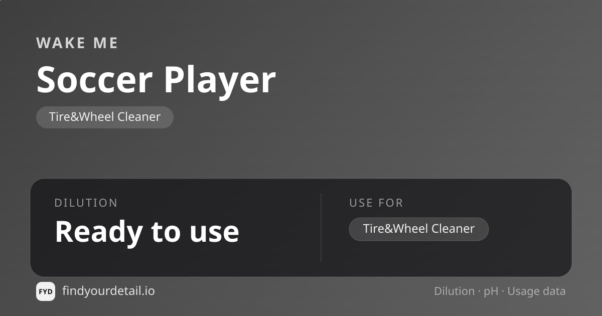 Wake Me Soccer Player dilution ratio and pH specification chart
