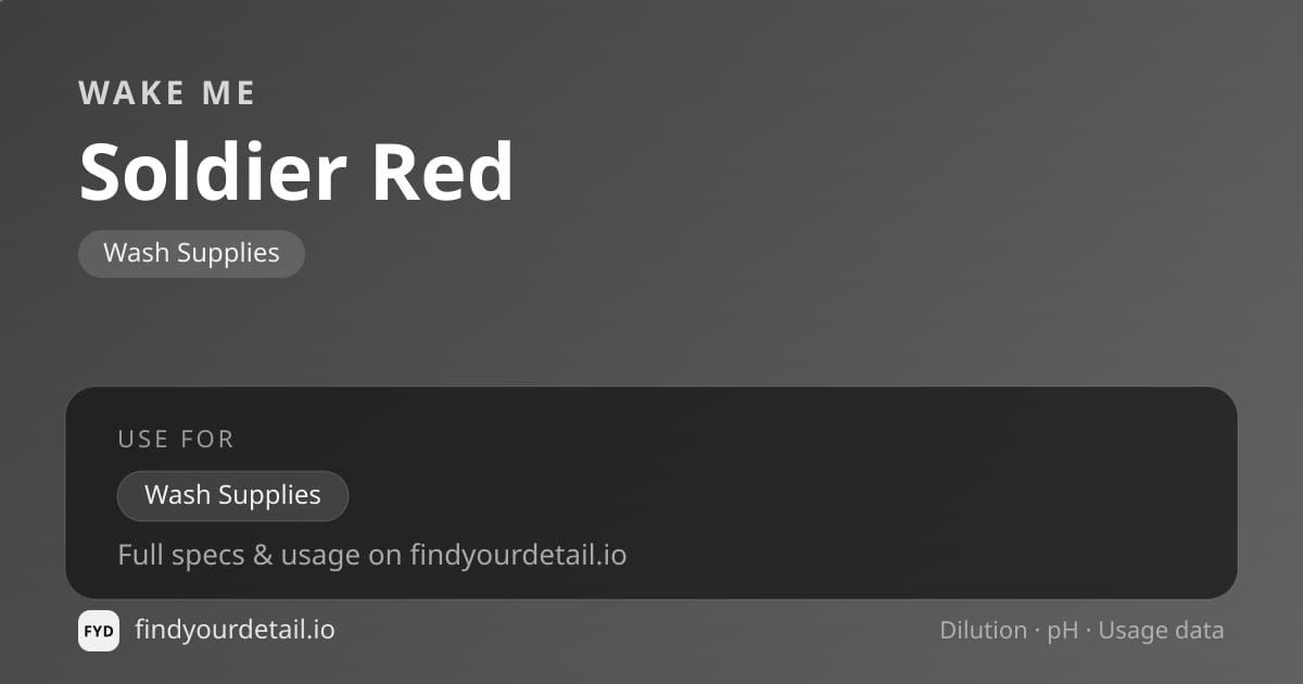 Wake Me Soldier Red dilution ratio and pH specification chart