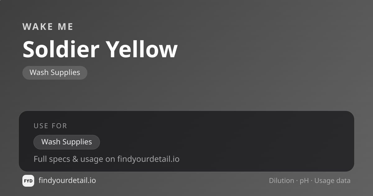 Wake Me Soldier Yellow dilution ratio and pH specification chart