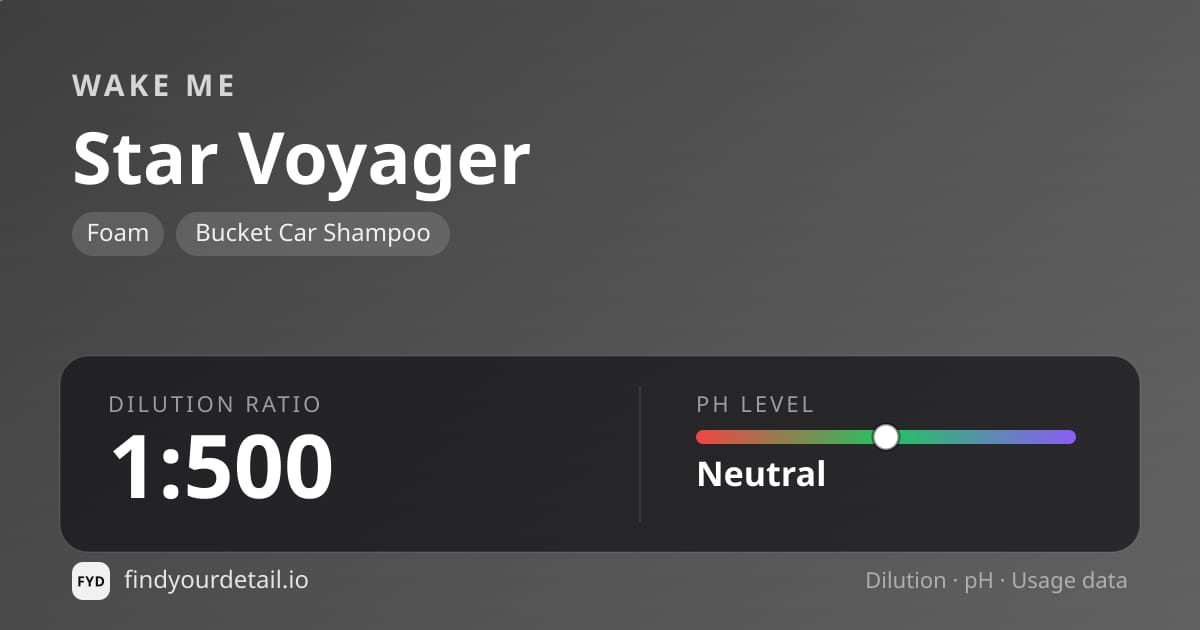 Wake Me Star Voyager dilution ratio and pH specification chart